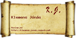 Klemens Jónás névjegykártya